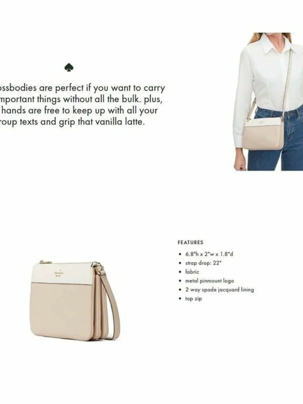 Kate Spade Leila Colorblock Triple Gusset Crossbody Warm Beige Mint